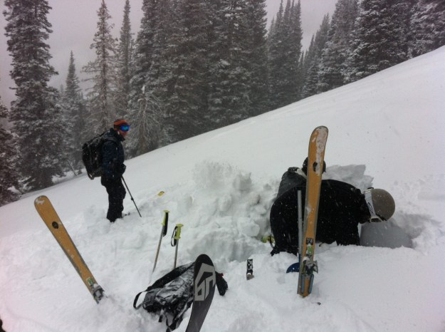 Doing due diligence in the avy pit.