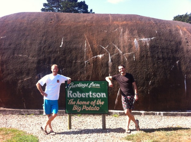 Rural towns are eager to have something to be proud of.  In Robertson, that's a giant concrete potatoe...