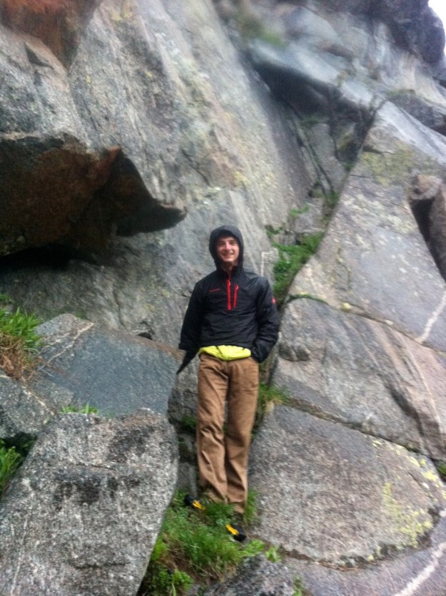 At the base of the very wet route.