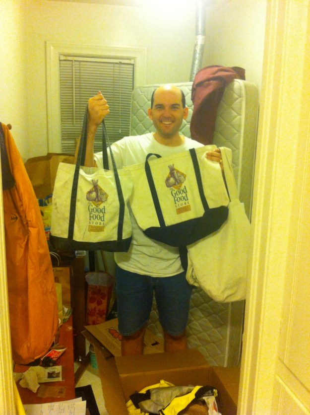 Totes from Good Food Store- my brother knows what I'm after.