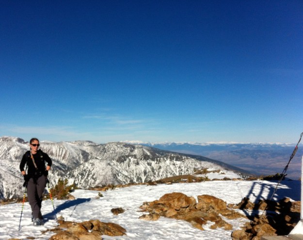 Anna on top of her first Bitterroot winter summit.