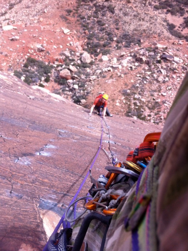 Splitter headwall pitch on Birdland. Thin.