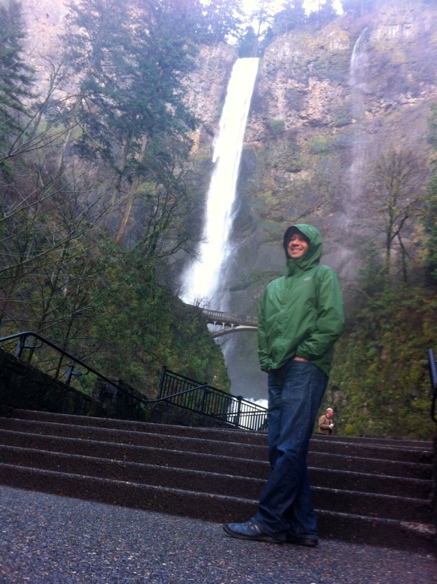 Mark at Multnomah Falls. The spring runoff is big.