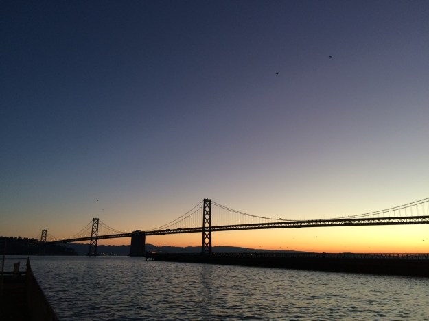 The first sunrise of 2015. SF Bay Bridge, California
