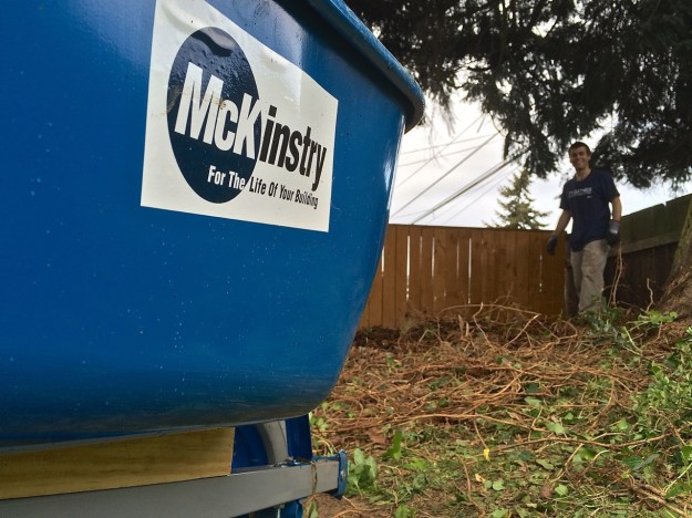 A company-wide day of service got us re-landscaping a low income neighborhood.