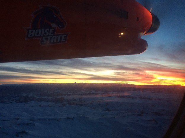 sunset, BoiseState plane